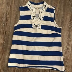 Nautical and preppy high neck detailed Talbots tank
